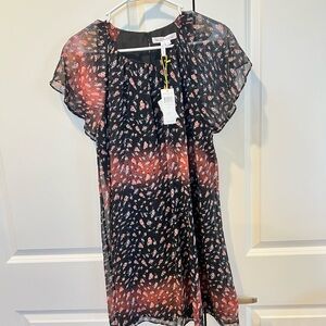 BCBGeneration Black and Pink Floral Flowy Dress